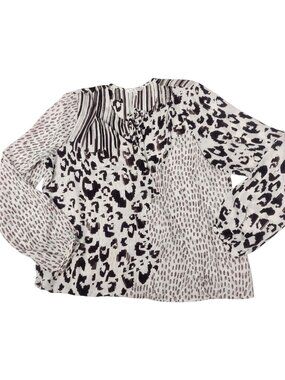 Cabi Faux Wrap Animal Print Top XL Flowy Cheetah Mobwife Office Boho Lightweight